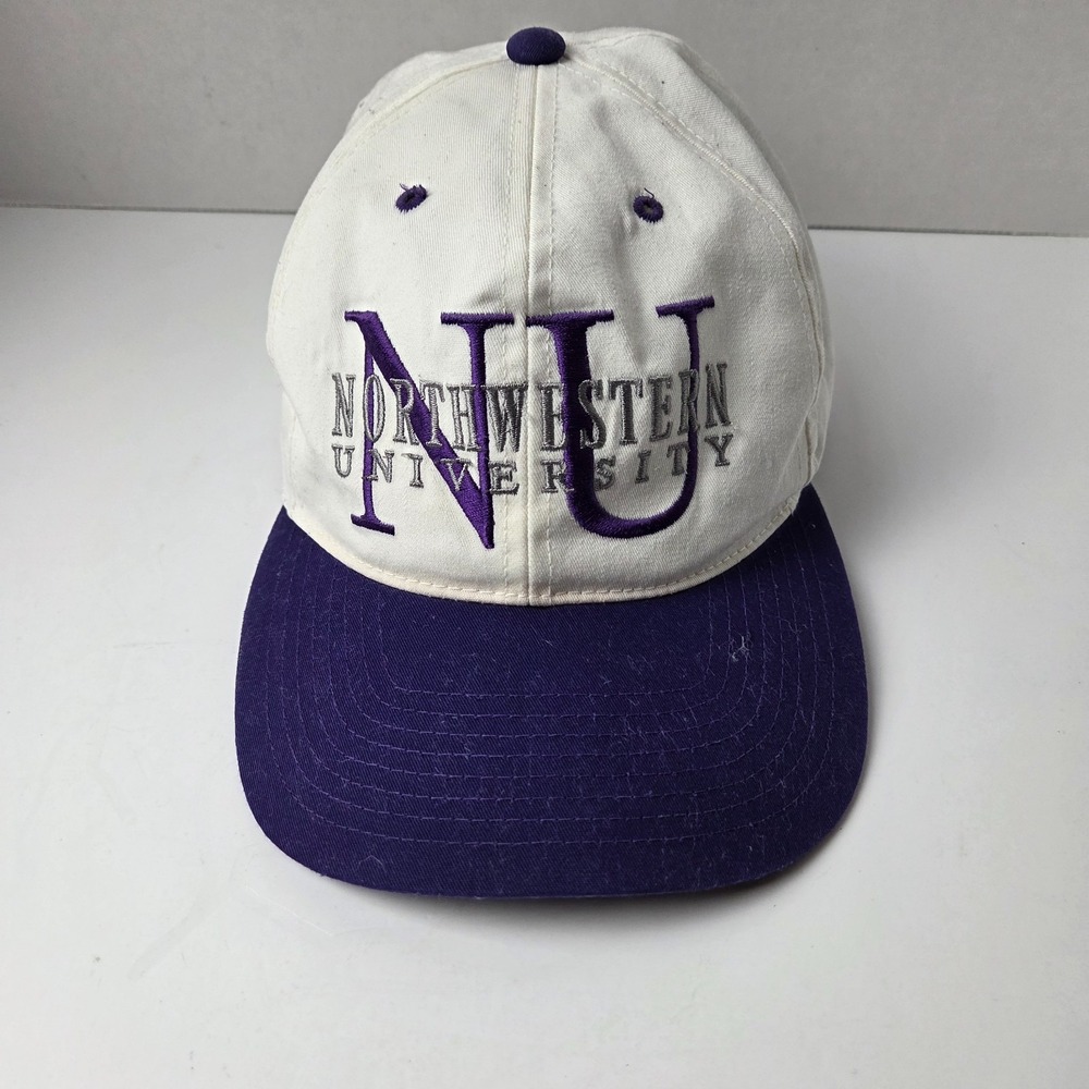 Vintage 90s Northwestern Wildcats College Football SnapBack Hat White Spell Out